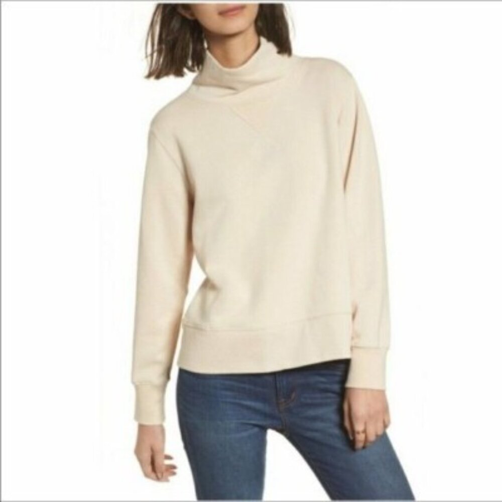 Madewell Champagne Cream Turtleneck Sweatshirt XS 100% Cotton Minimalist